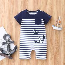 Baby Boy Clothes Baby Boys Romper Cotton Striped Patchwork Pocket Short Sleeve Baby Romper Casual Infant Pajamas Romper 0-18M 2024 - buy cheap