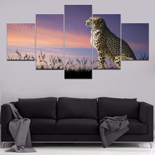 Pintura en lienzo para decoración del hogar, lienzo con impresión HD de Animal guepardo para sala de estar, arte de pared, obra de arte, 5 piezas 2024 - compra barato