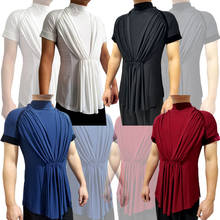 Новые мужские рубашки для латинских танцев, Мужская одежда для взрослых с коротким рукавом, топ для соревнований, одежда для выступлений, сальса, Румба, танго, ча-ча, одежда DNV13374 2024 - купить недорого