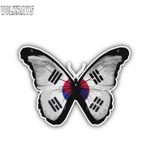 Volkrays Creative Car Sticker South Korea Butterfly Flag Helmet Accessories Reflective Waterproof Sunscreen Vinyl Decal,7cm*11cm 2024 - buy cheap