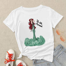 Camiseta da princesa ariel a pequena sereia, da disney, estilo coreano, feminina, camiseta para meninas 2024 - compre barato