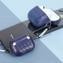 Funda protectora de piel de oveja para Apple AirPods Pro, funda protectora con patrón de tejido para auriculares iPhone con gancho de Metal 2024 - compra barato