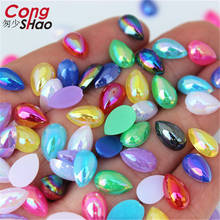 Cong Shao 100PCS 6*10mm AB Colorful Drop Acrylic Rhinestone Trim Stone Crystals Flatback For DIY Crafts Costume Button ZZ586 2024 - buy cheap