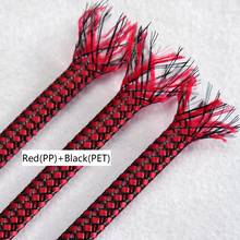 Red Black 4 8 12mm PP Conton + PET Yarn Mixed Braided Expandable Insulated Cable Sleeve Protect Cover Wire Wrap Gland Sheath 2024 - buy cheap