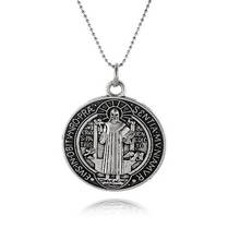 San Benito Medalla  Benedict Cross Medal Necklace Jesus Believer Choker Ball Chain Statement Necklace Pendant Jewelry Women 2024 - buy cheap