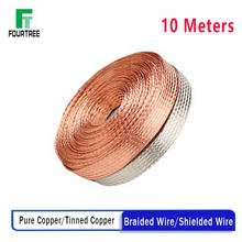 Cinta conductora de Cable blindado, trenza de tierra desnuda de cobre estañado, 10 metros, alta flexibilidad, 1,5-12mm, 4-20mm de ancho 2024 - compra barato