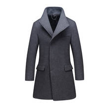 Abrigo de lana para hombre, chaqueta gruesa de moda, mezcla de lana de Color sólido, gabardina de alta calidad, novedad de invierno 2024 - compra barato