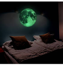 Pegatinas de pared de Luna luminosa tres colores de 30cm,en la oscuridad decoracion habitacion, pegatinas de pared resplandecientes removibles para habitaciones de niños 2024 - compra barato