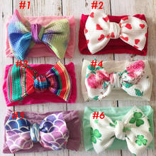 8 Colors Bulk Large Floral Bow Nylon Baby Headband  Baby Head Wrap Baby turban Newborn Headband EMMA BOW Headbands 2024 - buy cheap