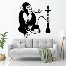 Calcomanía de pared de Hookah, calcomanías de vinilo de mono árabe para relajarse, decoración del hogar, sala de estar, Mural, arte Interior, diseño C333 2024 - compra barato