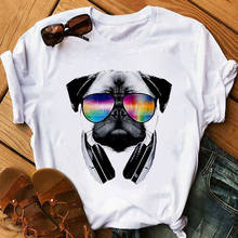 Harajuku das mulheres música T-shirt impressão moda verão esportes engraçados do cão camisa do cão T casual-manga curta Camiseta feminina roupas 2024 - compre barato