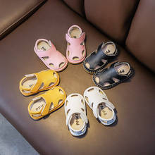 Sandálias de verão para crianças, sapatos anticolisão para crianças pequenas, fundo macio, couro legítimo, sandálias de praia para bebês meninos e meninas 2024 - compre barato