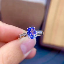 Женское кольцо из танзанита, обручальное кольцо из натурального и настоящего танзанита, 925 пробы Серебряное кольцо 2024 - купить недорого