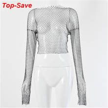 Festival Vintage Gothic T-shirt Women Camiseta Mujer Korean Clothes Black Fishnet Diamond Mesh Top Tee Shirt Femme Dropshipping 2024 - buy cheap