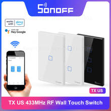 Itead Sonoff nuevo interruptor de pared de la serie TX EE. UU. 1/2/3 gang 433 Mhz RF control remoto Wifi el interruptor táctil funciona con Alexa Google Home 2024 - compra barato