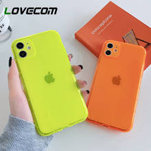 Флуоресцентный цветной противоударный чехол LOVECOM для телефона iPhone 12 Mini 12 11 Pro Max XR X XS Max 7 8 Plus, мягкий прозрачный чехол для телефона из ТПУ 2024 - купить недорого