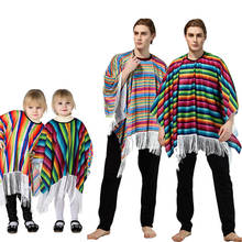 Kid Man boy women Multi-color Rainbow Cloak Halloween Party Carnival Cosplay Mexico Costumes Fancy Striped Cape Dress 2024 - buy cheap