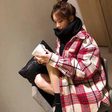 Winter Jacket Women 2019 Winter New Red and White Plaid Coat Coat Thickening Straight Large Size Winter Woman Coats 2024 - buy cheap
