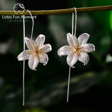 Женские серьги с цветком лилии Lotus Fun Moment, 18 К, Настоящее серебро 925 пробы 2024 - купить недорого