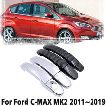 Manija de fibra de carbono negra para coche, cubierta de manijas de puerta cromadas ABS para Ford C-MAX C MAX MK2 2011 ~ 2019, accesorios para coche, tapa 2012 2013 2024 - compra barato