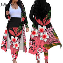 Jackherelook Kanaka Maoli Polynesian Tribal Hibiscus Plumeria Print 2 Piece Long Sleeve Cardigans For Womens Coat Pant 2024 - buy cheap