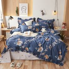 New 100%  cotton Bedding set blue flowers Duvet cover  Bed Sheet/Linen Pillowcases 4pcs for adults bed set 2024 - buy cheap