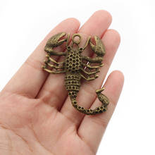 Pingente amuleto de escorpião grande bronze antigo, 3 pçs para colar joias achados fazendo 51x 38mm 2024 - compre barato