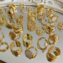 Luokey девушки золотого цвета геометрические нестандартные открытые панковские кольца винтажные простые обручальные кольца для женщин Свадебные ювелирные изделия подарок 2024 - купить недорого