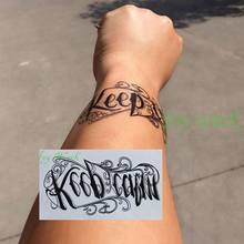 Водостойкая Временная тату-наклейка «keep calm», английские буквы, тату для мужчин, флэш-тату, искусственные татуировки 2024 - купить недорого