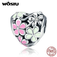 WOSTU 925 Sterling Silver Spring Pink Daisy Flower Beads Charms Fit Original Women Bracelets Necklaces 925 Silver Jewelry BKC761 2024 - buy cheap