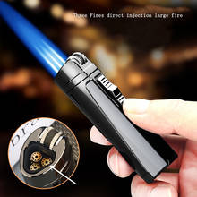 Unusual Metal Gas Lighter Grinding Wheel Jet Butane Three Torch Turbo Lighter for Man Gadget for Smoking Accessory Cigar Gift 2024 - buy cheap