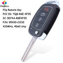 Keyecu-chave de carro com controle remoto, 4 botões, 433mhz, chip 4d60, para hyundai sonata 2017, 2018, 2019 p/n: 2024 - compre barato