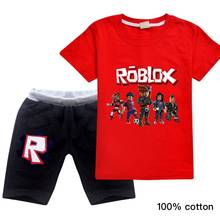 Suéter de manga curta robloxing + calças, roupas para meninos e meninas, roupa esportiva de verão 2024 - compre barato