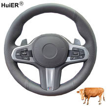 Capa de couro de vaca para volante de carro, costura manual, para bmw m sport g30 g31 g32 g8 g21 g01g02 g05 g14 g15 g16 2024 - compre barato