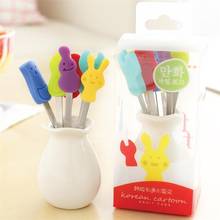 6 PCS A Set Cute Mini Animal Cartoon Forks Stainless Steel Fruit Picks Dessert Coffee Ceramic Handle Party Supplies For Kids 2024 - buy cheap