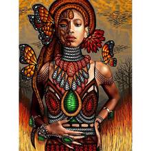 5D DIY Diamond Painting African girl with Butterfly Full Drill Diamond Embroidery Cross Stitch Mosaic Craft Home Decor Gift 2024 - buy cheap