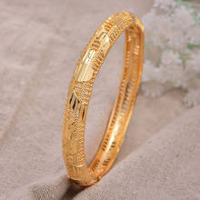 1Pcs/lot 24K African Gold Color Shiny Bangles for Women Girls Dubai Circle Bracelet Jewelry Bride Wedding Jewerly Gift 2024 - buy cheap