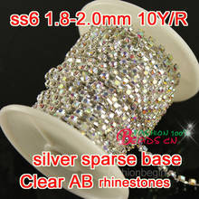 6ss-38ss Crystal AB rhinestones Silver chain 10Yard/roll Single Row Crystal Rhinestone sparse Cup Chain 2024 - buy cheap