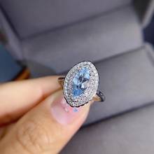 Anillo de Aguamarina Natural de estilo Simple para mujer, gemas de 1 quilate, calidad limpia, anillos de plata esterlina 925 2024 - compra barato