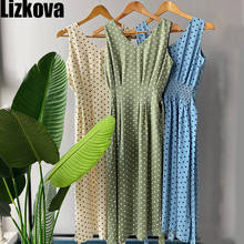 Lizkova Summer Green Dress Women 2021 V-neck Tunic Tank Vestido de Mujer Plus Size Sleeveless Dot Robe 2024 - buy cheap
