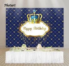 PHOTURT Royal Crown Birthday Party Backdrop Little Prince Photography Background Golden Vinyl Photo Banner For Decorate Props 2024 - buy cheap