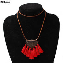 Exaggeration Gold Chain Tassels Pendant Necklace Fashion Design Red White Pink Sweater Chain Necklace For Woman Jewelry 2024 - buy cheap