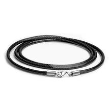 Cordón de cuero negro de 1,5mm, 2mm y 3mm, cadena de cuerda de cera para bricolaje, cierre de langosta de acero inoxidable, accesorios de joyería, cordón de collar de 60cm 2024 - compra barato