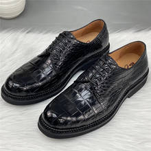 Business Casual Style Authentic True Crocodile Skin Men's Dress Shoes Genuine Exotic Alligator Leather Male Lace-up Derby Shoes 2024 - buy cheap