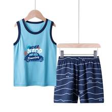 Boys and Girls Vest Suit Summer New Cotton Sleeveless Thin Section Middle and Small Children's Baby Shorts Vest Two-piece Suit 2024 - buy cheap