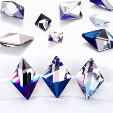 Rhombus Shape Loose Rhinestones Colorful Patchwork Glue On Nails Rhinestones K9 Glass Glass Strass DIY Art Crafts Crystals 2024 - buy cheap