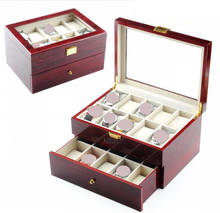 Caixa de relógio alto brilho madeira piano de luxo, 20 dígitos, 2 camadas, joias de madeira, coleção de exibição 2024 - compre barato