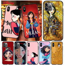 Capa de silicone para iphone, capa preta da disney mulan, princesa para apple iphone 12 mini 11 pro xs max xr x 8 7 6s 6 plus 2024 - compre barato