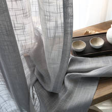 Hilo de cortina de ramio semisombreado de lino de estilo chino, hilo de cáñamo nórdico de algodón de color puro, cortinas de gasa personalizadas 2024 - compra barato