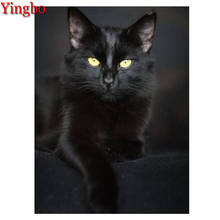 5D алмазная живопись «сделай сам», черная кошка, полная квадратная круглая Алмазная вышивка крестиком, мозаика, картина-пазл, подарок на Хэллоуин 2024 - купить недорого